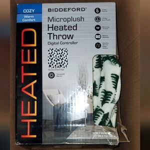 NWT- Biddeford Microplush Heated Blanket, Tree Design